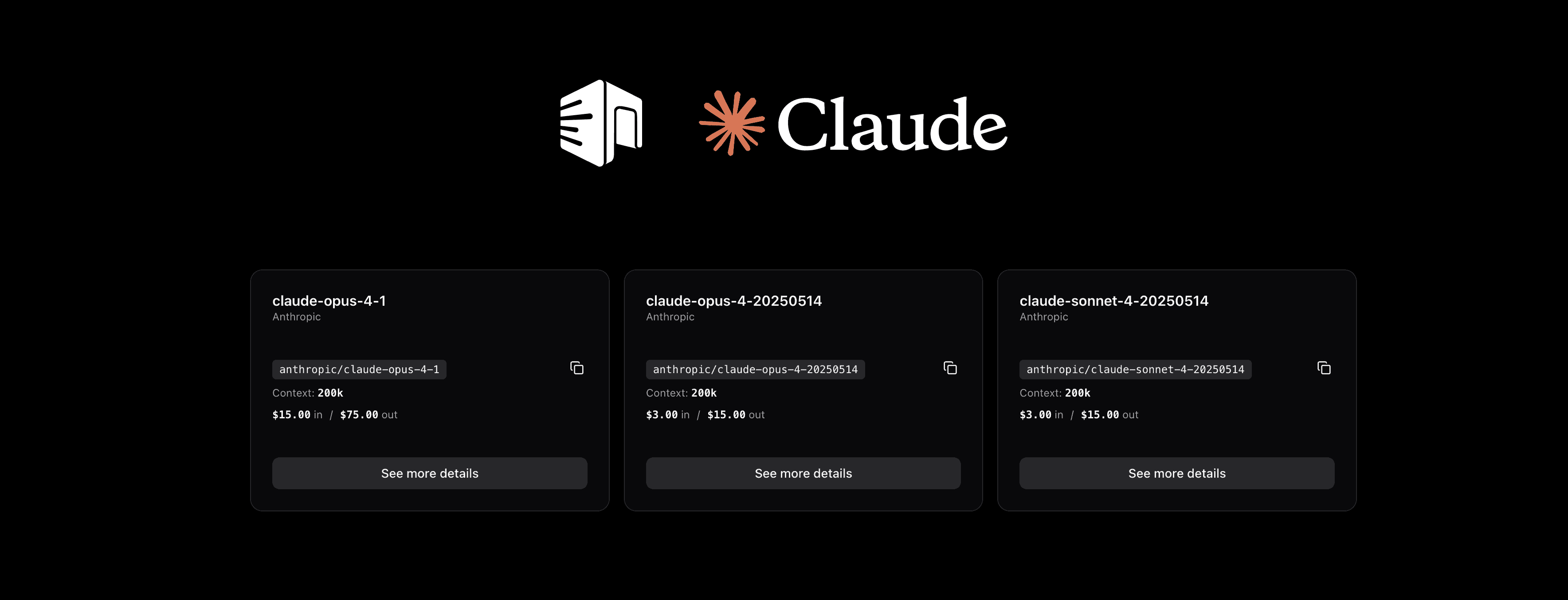 Dashboard showing new Claude 4.1 models via Anthropic provider