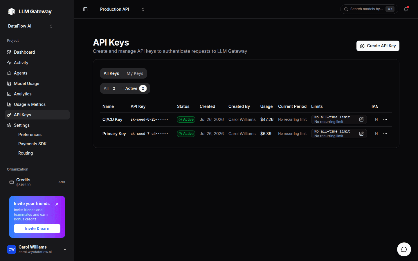 DigitSpace API keys management