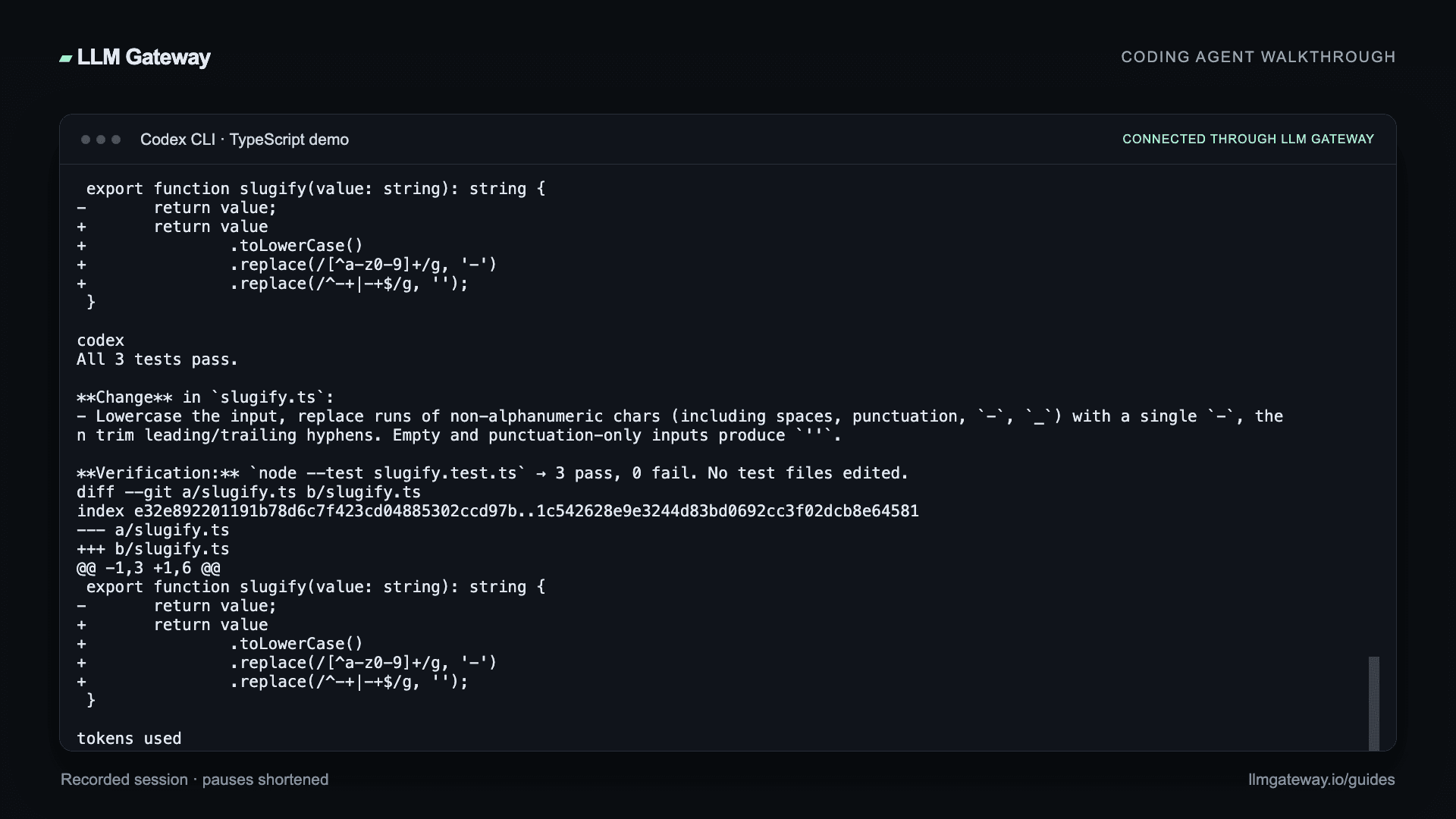 Codex CLI completing the coding task through DigitSpace
