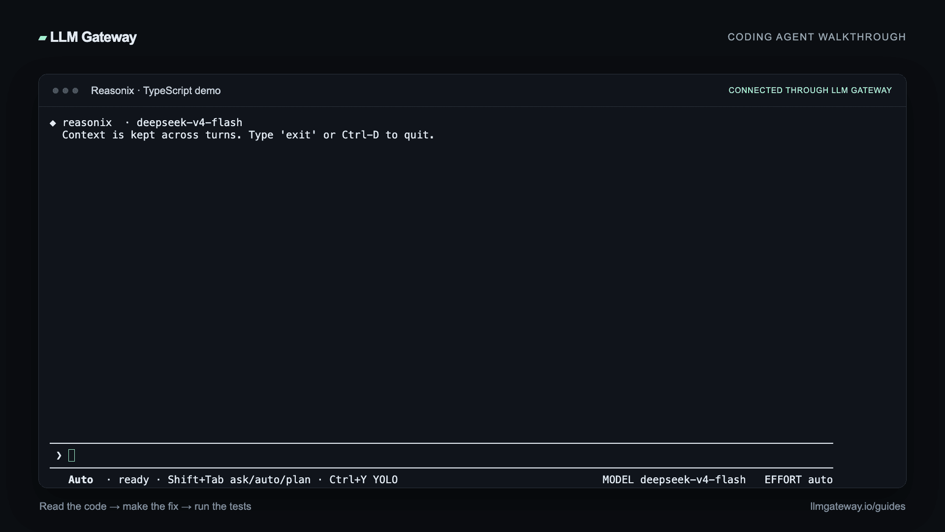 Reasonix connected to the selected gateway model